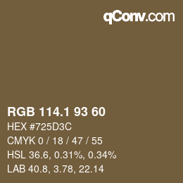 カラーコード: RGB 114.1 93 60 | qconv.com