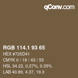 カラーコード: RGB 114.1 93 65 | qconv.com