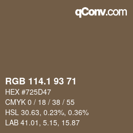 カラーコード: RGB 114.1 93 71 | qconv.com