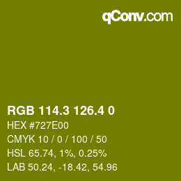 カラーコード: RGB 114.3 126.4 0 | qconv.com