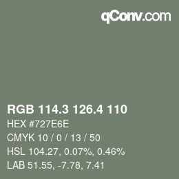 カラーコード: RGB 114.3 126.4 110 | qconv.com