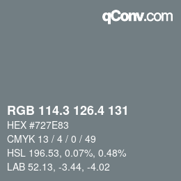 カラーコード: RGB 114.3 126.4 131 | qconv.com