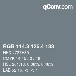 カラーコード: RGB 114.3 126.4 133 | qconv.com