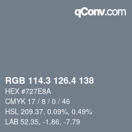 カラーコード: RGB 114.3 126.4 138 | qconv.com