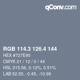 カラーコード: RGB 114.3 126.4 144 | qconv.com
