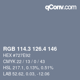 カラーコード: RGB 114.3 126.4 146 | qconv.com