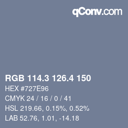 カラーコード: RGB 114.3 126.4 150 | qconv.com