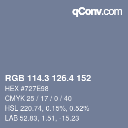 カラーコード: RGB 114.3 126.4 152 | qconv.com