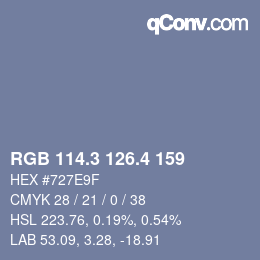 カラーコード: RGB 114.3 126.4 159 | qconv.com