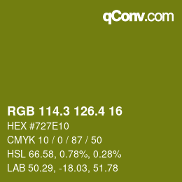 カラーコード: RGB 114.3 126.4 16 | qconv.com