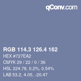 カラーコード: RGB 114.3 126.4 162 | qconv.com