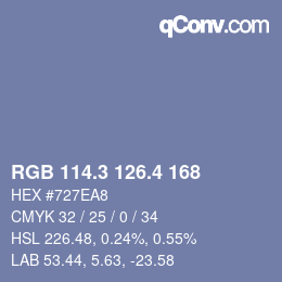 カラーコード: RGB 114.3 126.4 168 | qconv.com