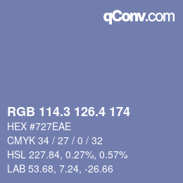 カラーコード: RGB 114.3 126.4 174 | qconv.com