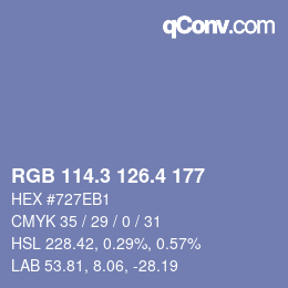 カラーコード: RGB 114.3 126.4 177 | qconv.com