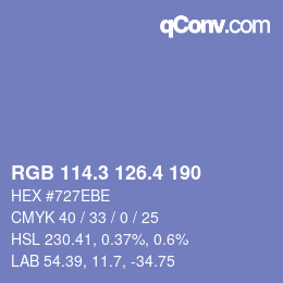 カラーコード: RGB 114.3 126.4 190 | qconv.com