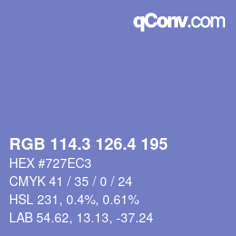 カラーコード: RGB 114.3 126.4 195 | qconv.com