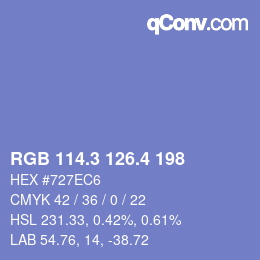 カラーコード: RGB 114.3 126.4 198 | qconv.com