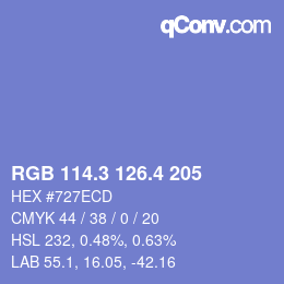 カラーコード: RGB 114.3 126.4 205 | qconv.com