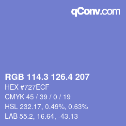 カラーコード: RGB 114.3 126.4 207 | qconv.com
