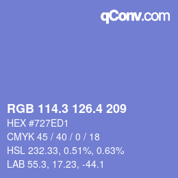 カラーコード: RGB 114.3 126.4 209 | qconv.com
