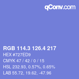 カラーコード: RGB 114.3 126.4 217 | qconv.com