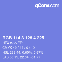 カラーコード: RGB 114.3 126.4 225 | qconv.com