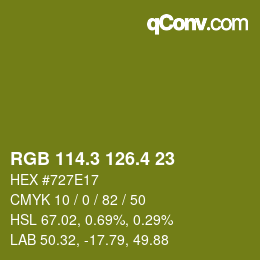 カラーコード: RGB 114.3 126.4 23 | qconv.com