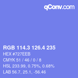 カラーコード: RGB 114.3 126.4 235 | qconv.com