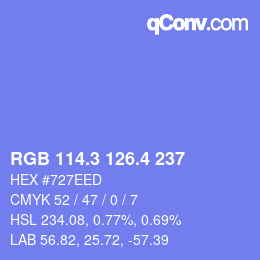 カラーコード: RGB 114.3 126.4 237 | qconv.com