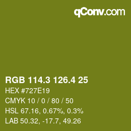 カラーコード: RGB 114.3 126.4 25 | qconv.com