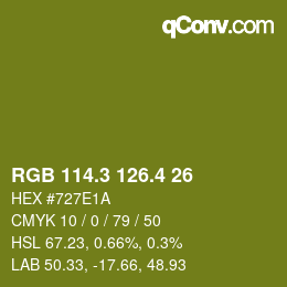 カラーコード: RGB 114.3 126.4 26 | qconv.com
