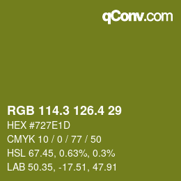 カラーコード: RGB 114.3 126.4 29 | qconv.com
