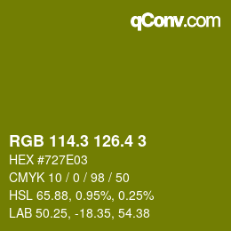 カラーコード: RGB 114.3 126.4 3 | qconv.com
