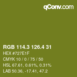 カラーコード: RGB 114.3 126.4 31 | qconv.com