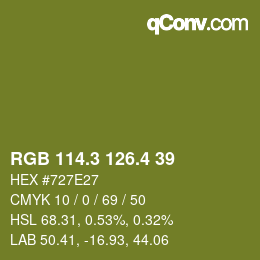 カラーコード: RGB 114.3 126.4 39 | qconv.com