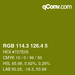 カラーコード: RGB 114.3 126.4 5 | qconv.com