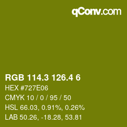 カラーコード: RGB 114.3 126.4 6 | qconv.com