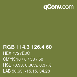 カラーコード: RGB 114.3 126.4 60 | qconv.com