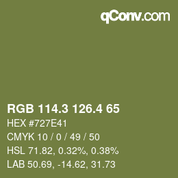 カラーコード: RGB 114.3 126.4 65 | qconv.com
