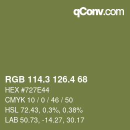 カラーコード: RGB 114.3 126.4 68 | qconv.com