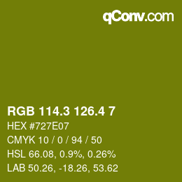 カラーコード: RGB 114.3 126.4 7 | qconv.com