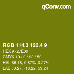 カラーコード: RGB 114.3 126.4 9 | qconv.com