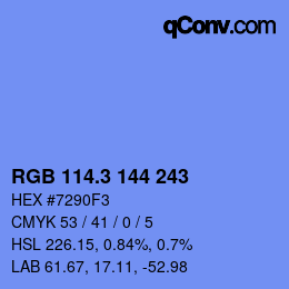 カラーコード: RGB 114.3 144 243 | qconv.com