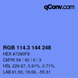 カラーコード: RGB 114.3 144 248 | qconv.com