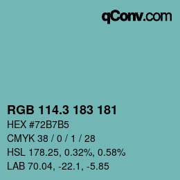 カラーコード: RGB 114.3 183 181 | qconv.com