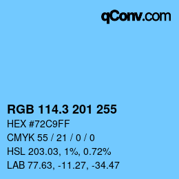 カラーコード: RGB 114.3 201 255 | qconv.com