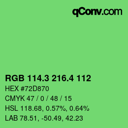 カラーコード: RGB 114.3 216.4 112 | qconv.com