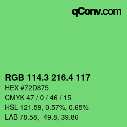 カラーコード: RGB 114.3 216.4 117 | qconv.com