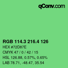 カラーコード: RGB 114.3 216.4 126 | qconv.com