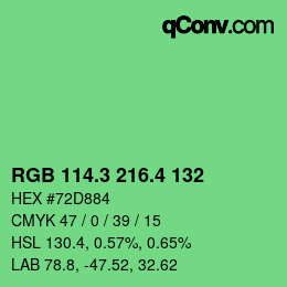 カラーコード: RGB 114.3 216.4 132 | qconv.com